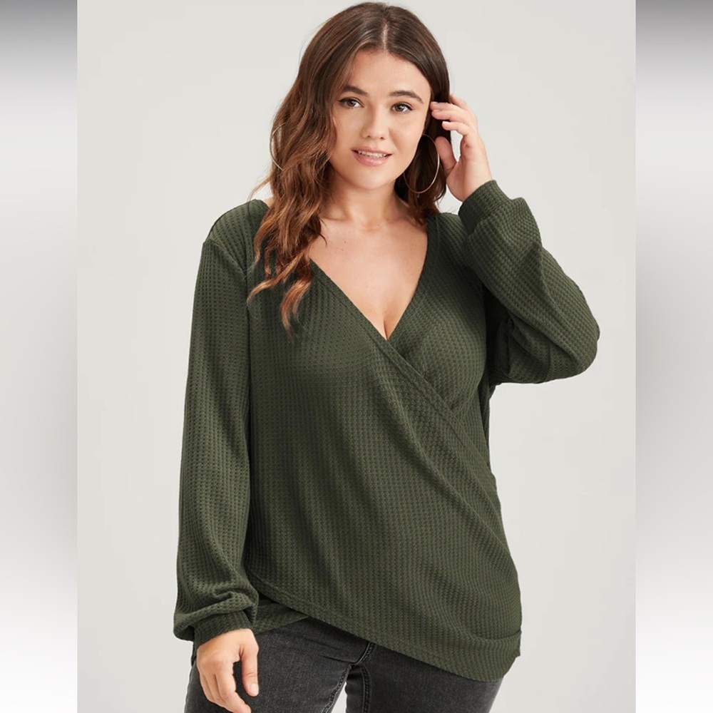 NWT Solid Crossover hem waffleknit tee size 18/20 🍂🍁🍃 160 BC